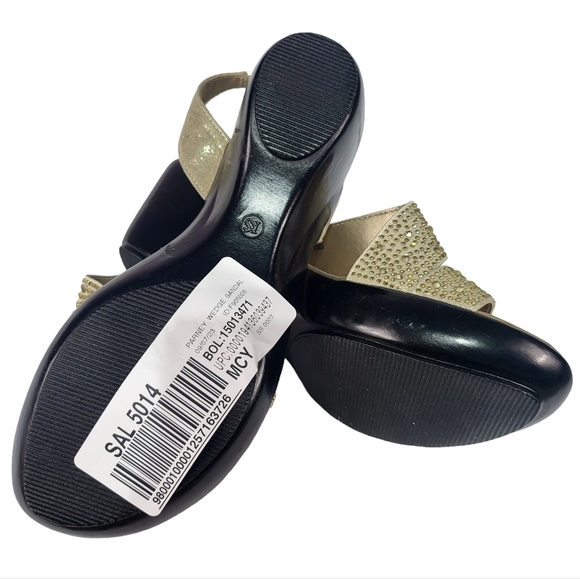 Karen Scott Parney Embellished Slingback Wedge Sandals Gold 7 - Picture 5 of 5